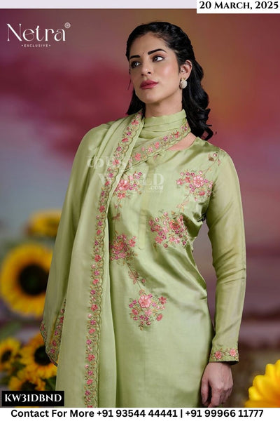 Netra Catalogue - Latika: PURE BEMBERG SILK HABUTAI WITH EMBROIDERY & HAND WORK