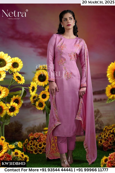 Netra Catalogue - Latika: PURE BEMBERG SILK HABUTAI WITH EMBROIDERY & HAND WORK