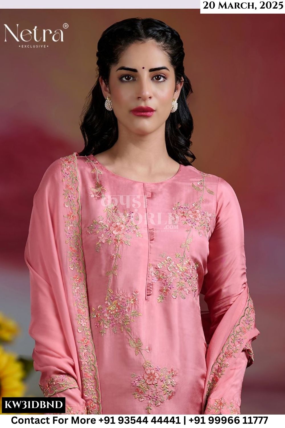 Netra Catalogue - Latika: PURE BEMBERG SILK HABUTAI WITH EMBROIDERY & HAND WORK