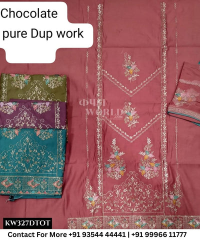 Punjabi Embroidery Suits With ChocolateTop and Half Pure Work Dupatta (Set of 4)327No