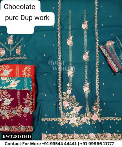 Punjabi Embroidery Suits With ChocolateTop and Half Pure Work Dupatta (Set of 4)328No