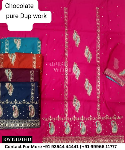Punjabi Embroidery Suits With ChocolateTop and Half Pure Work Dupatta (Set of 5)331No