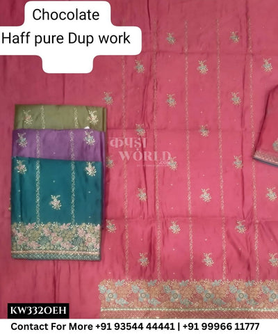 Punjabi Embroidery Suits With ChocolateTop and Half Pure Work Dupatta (Set of 4)332No