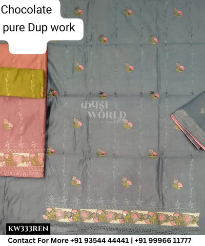 Punjabi Embroidery Suits With ChocolateTop and Half Pure Work Dupatta (Set of 4)333No