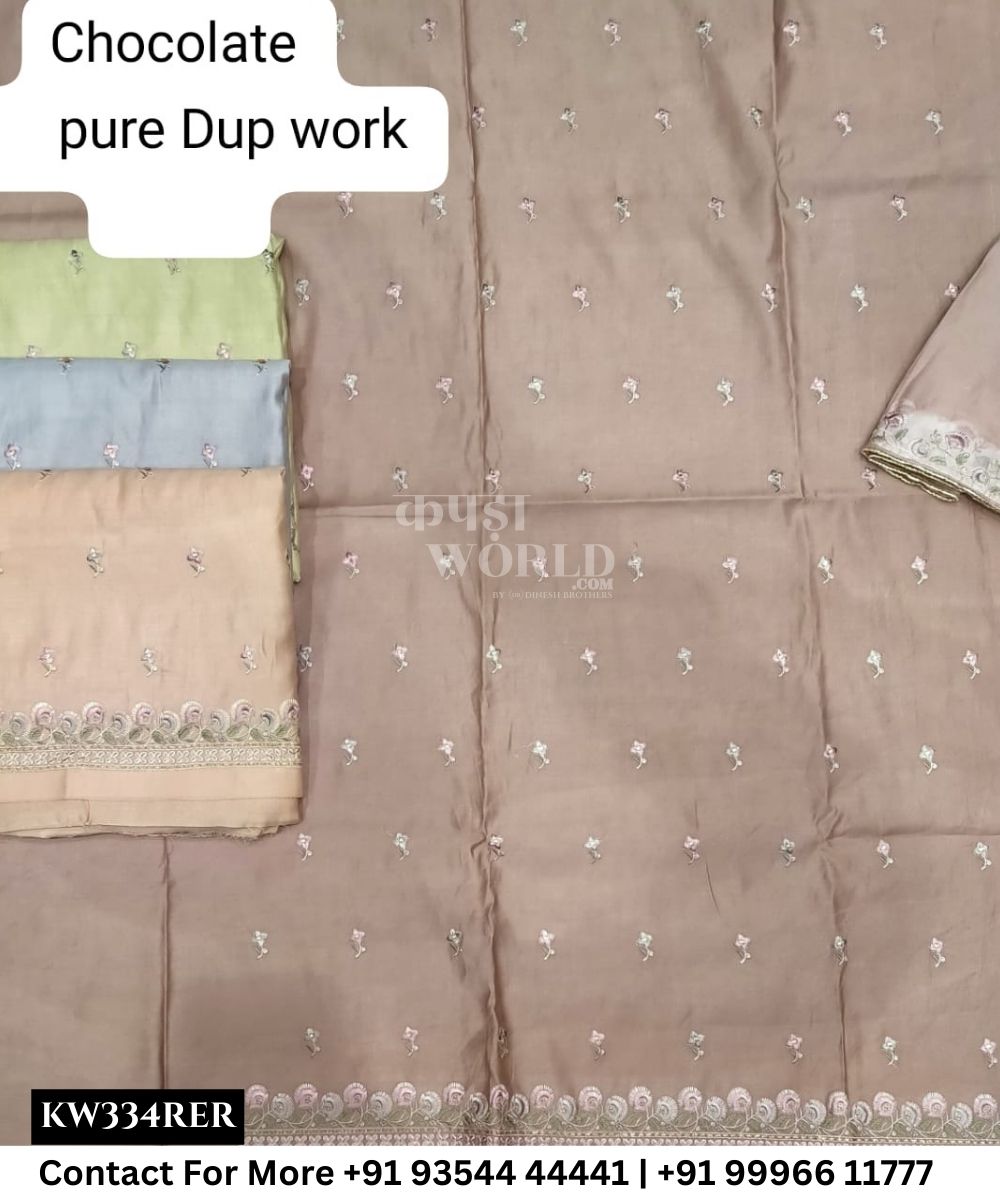 Punjabi Embroidery Suits With ChocolateTop and Half Pure Work Dupatta (Set of 4)334No