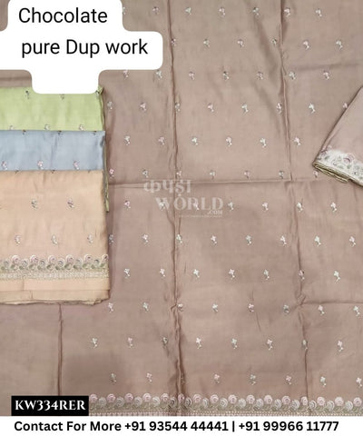 Punjabi Embroidery Suits With ChocolateTop and Half Pure Work Dupatta (Set of 4)334No