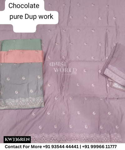 Punjabi Embroidery Suits With ChocolateTop and Half Pure Work Dupatta (Set of 4)336No