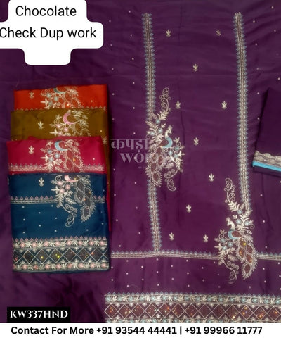 Punjabi Embroidery Suits With ChocolateTop and Check Work Dupatta (Set of 5)337No