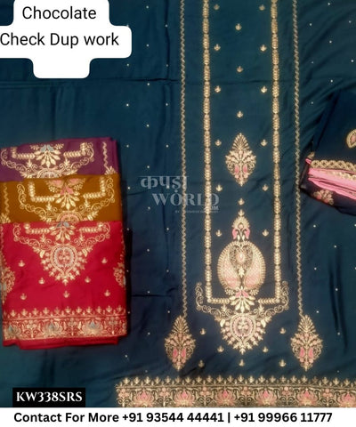 Punjabi Embroidery Suits With ChocolateTop and Check Work Dupatta (Set of 4)338No