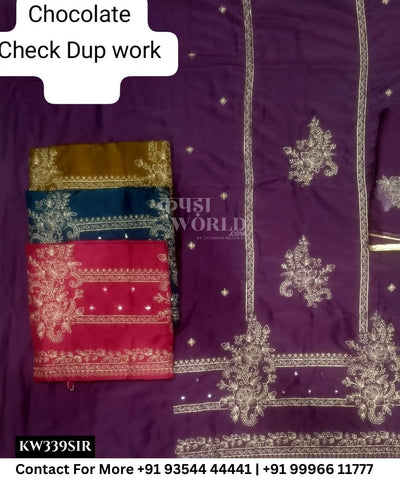 Punjabi Embroidery Suits With ChocolateTop and Check Work Dupatta (Set of 4)339No