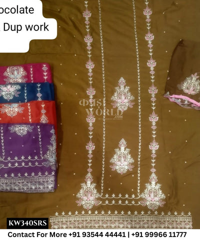 Punjabi Embroidery Suits With ChocolateTop and Check Work Dupatta (Set of 5)340No