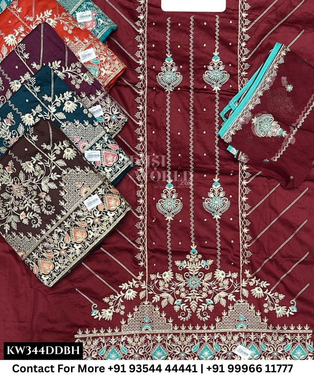 Punjabi Embroidery Suits With JaamTop and Jaam Dupatta (Set of 6)344No