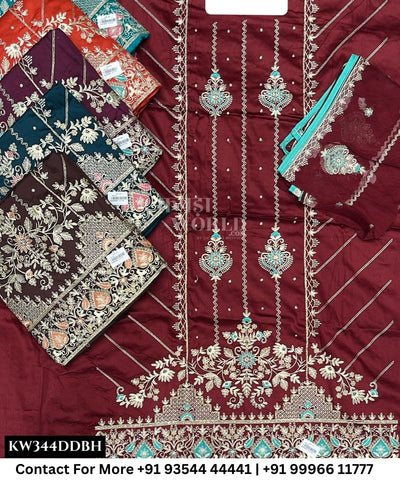 Punjabi Embroidery Suits With JaamTop and Jaam Dupatta (Set of 6)344No