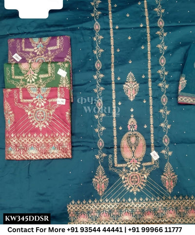 Punjabi Embroidery Suits With All Over JaamTop and Pure Work  Dupatta (Set of 4)345No