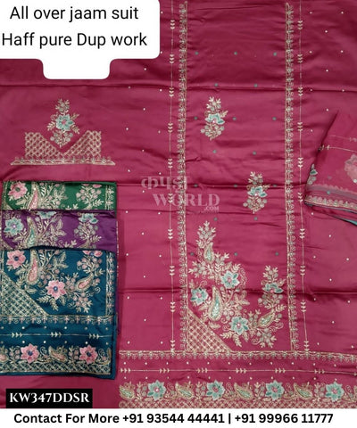 Punjabi Embroidery Suits With All Over JaamTop and Half Pure Work Dupatta (Set of 4)347No