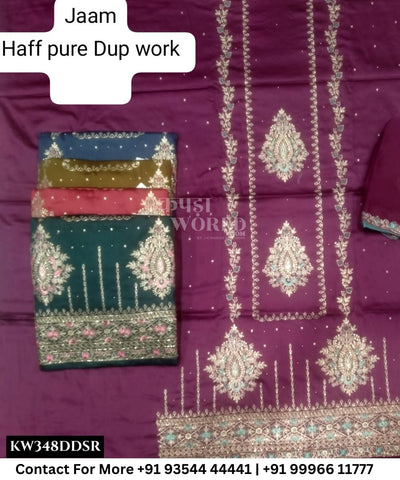Punjabi Embroidery Suits With JaamTop and Half Pure Work Dupatta (Set of 5)348No