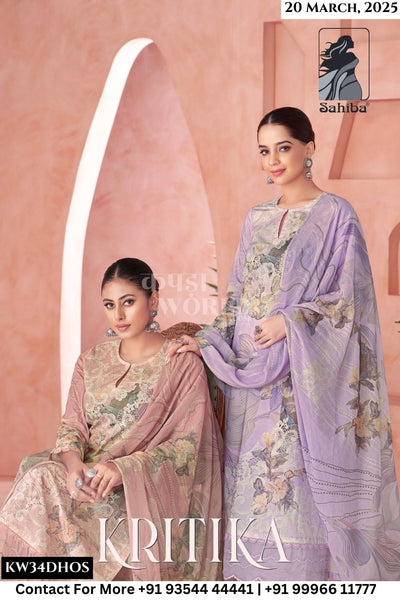 Sahiba Catalogue - Kritika: Pure Cotton Fancy Ladies Suit Catalog Exporter