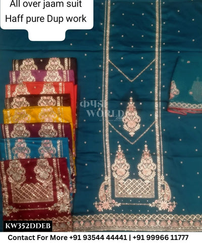 Punjabi Embroidery Suits With All Over JaamTop and Half Pure Work Dupatta (Set of 9)352No