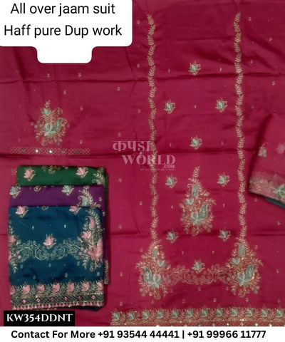 Punjabi Embroidery Suits With All Over JaamTop and Half Pure Work Dupatta (Set of 4)354No