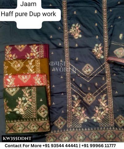 Punjabi Embroidery Suits With JaamTop and Half Pure Work Dupatta (Set of 5)355No