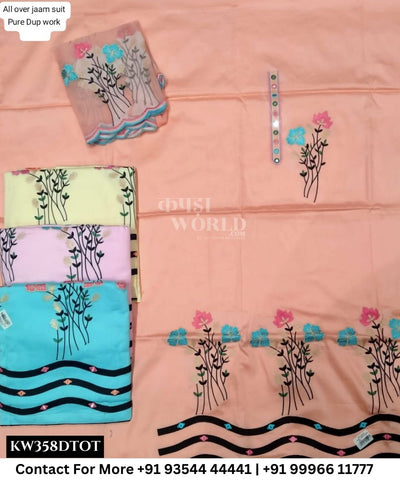 Punjabi Embroidery Suits With All Over JaamTop and Pure Work  Dupatta (Set of 4)358No