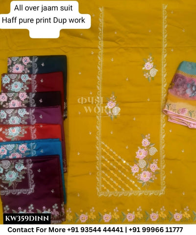 Punjabi Embroidery Suits With All Over JaamTop and Half Pure Work Dupatta (Set of 8)359No