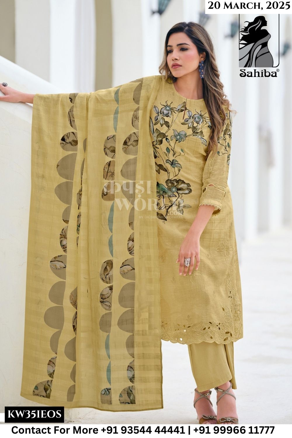 Sahiba Catalogue - Zainy: Exclusive Pure Linen Salwar Suit Catalog Dealers
