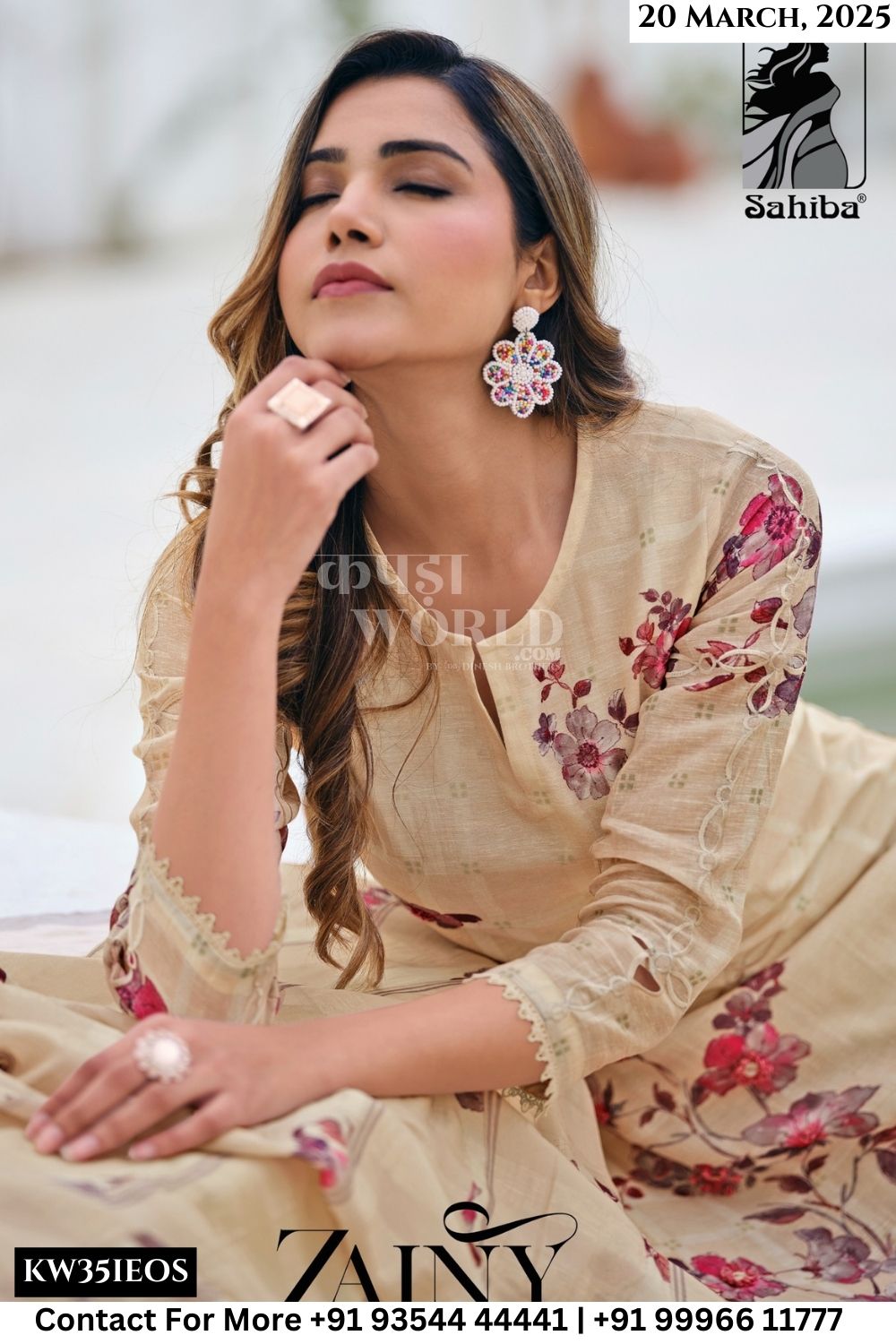 Sahiba Catalogue - Zainy: Exclusive Pure Linen Salwar Suit Catalog Dealers
