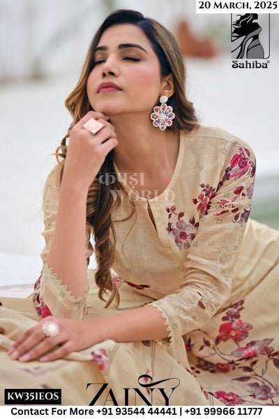 Sahiba Catalogue - Zainy: Exclusive Pure Linen Salwar Suit Catalog Dealers
