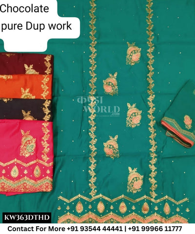Punjabi Embroidery Suits With ChocolateTop and Half Pure Work Dupatta (Set of 5)363No