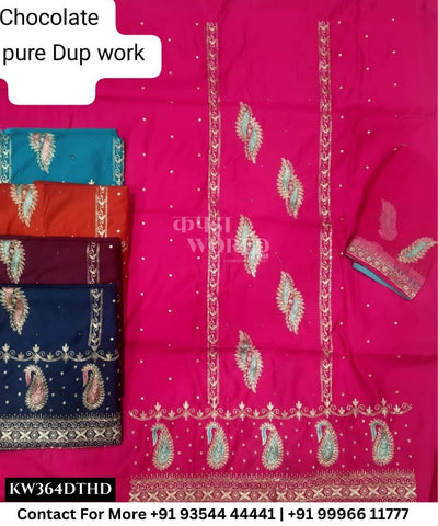 Punjabi Embroidery Suits With ChocolateTop and Half Pure Work Dupatta (Set of 5)364No