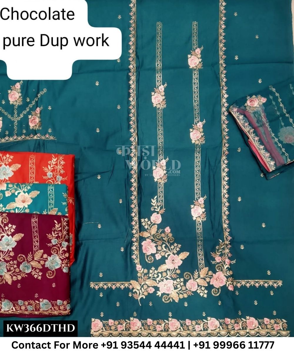Punjabi Embroidery Suits With ChocolateTop and Half Pure Work Dupatta (Set of 4)366No