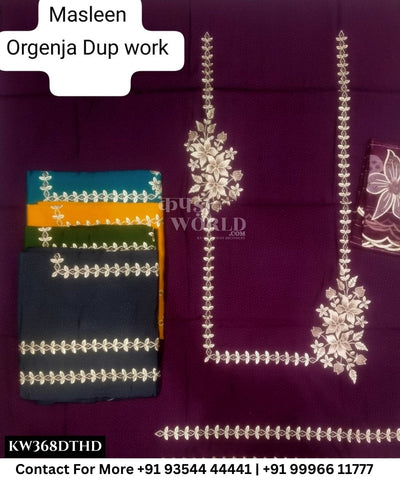 Punjabi Embroidery Suits With MuslinTop and Organza Work Dupatta (Set of 5)368No