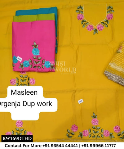 Punjabi Embroidery Suits With MuslinTop and Organza Work Dupatta (Set of 4)369No
