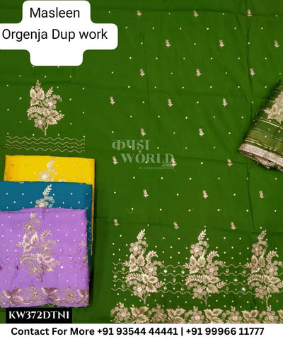 Punjabi Embroidery Suits With MuslinTop and Organza Work Dupatta (Set of 4)372No