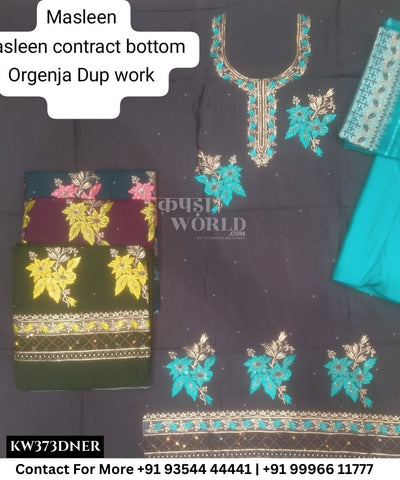 Punjabi Embroidery Suits With MuslinTop and Organza Work Dupatta (Set of 4)373No