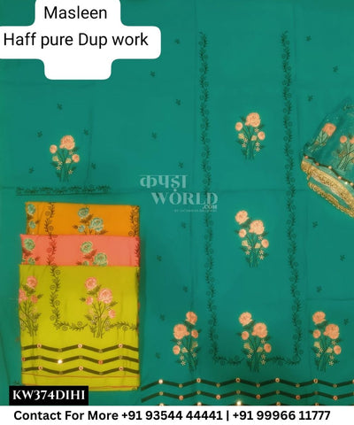 Punjabi Embroidery Suits With MuslinTop and Half Pure Work Dupatta (Set of 4)374No