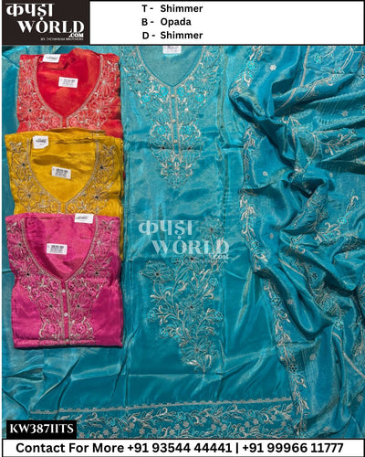 Delhi Unstitched Suits With Shimmer Top and Shimmer  Dupatta (Set of 4)387No