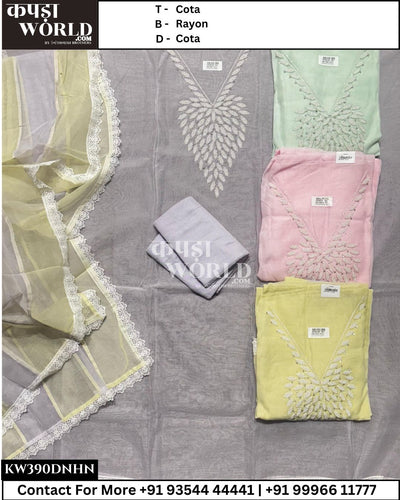 Delhi Unstitched Suits With CotaTop and Cota Dupatta (Set of 4)390No