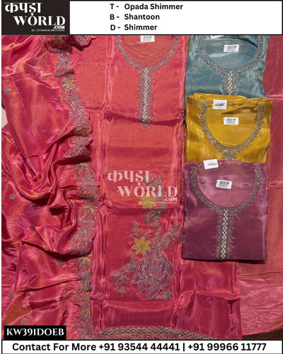 Delhi Unstitched Suits With Opada ShimmerTop and Shimmer  Dupatta (Set of 4)391No
