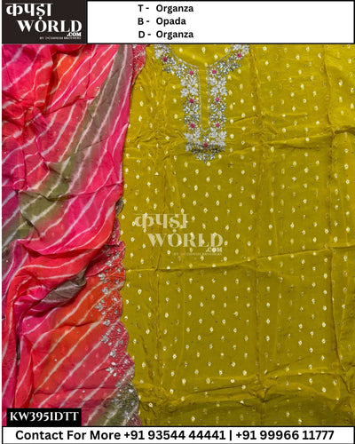 Delhi Unstitched Suits With OrganzaTop and Organza Dupatta (Set of 1)395No