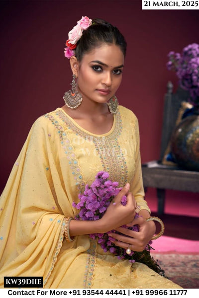 Triple Aaa Catalogue - Stree: Heavy Work Chinon Silk Ladies Suit Catalog Dealer