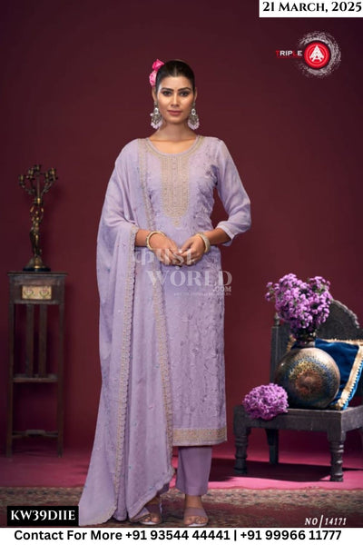 Triple Aaa Catalogue - Stree: Heavy Work Chinon Silk Ladies Suit Catalog Dealer