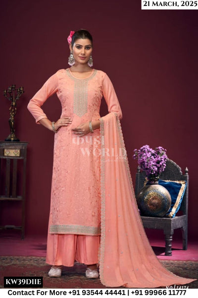 Triple Aaa Catalogue - Stree: Heavy Work Chinon Silk Ladies Suit Catalog Dealer