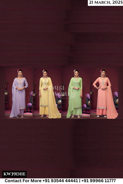 Triple Aaa Catalogue - Stree: Heavy Work Chinon Silk Ladies Suit Catalog Dealer