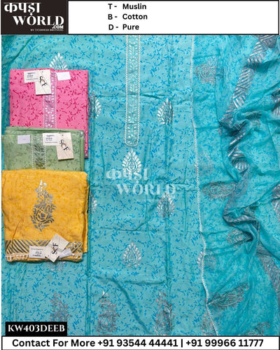 Delhi Suits With Muslin Top and Pure Dupatta (Set of 4)403No