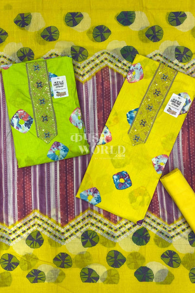 Ahmedabad Unstitched Cambric Suit with Chiffon Dupatta (Set of 2)40No