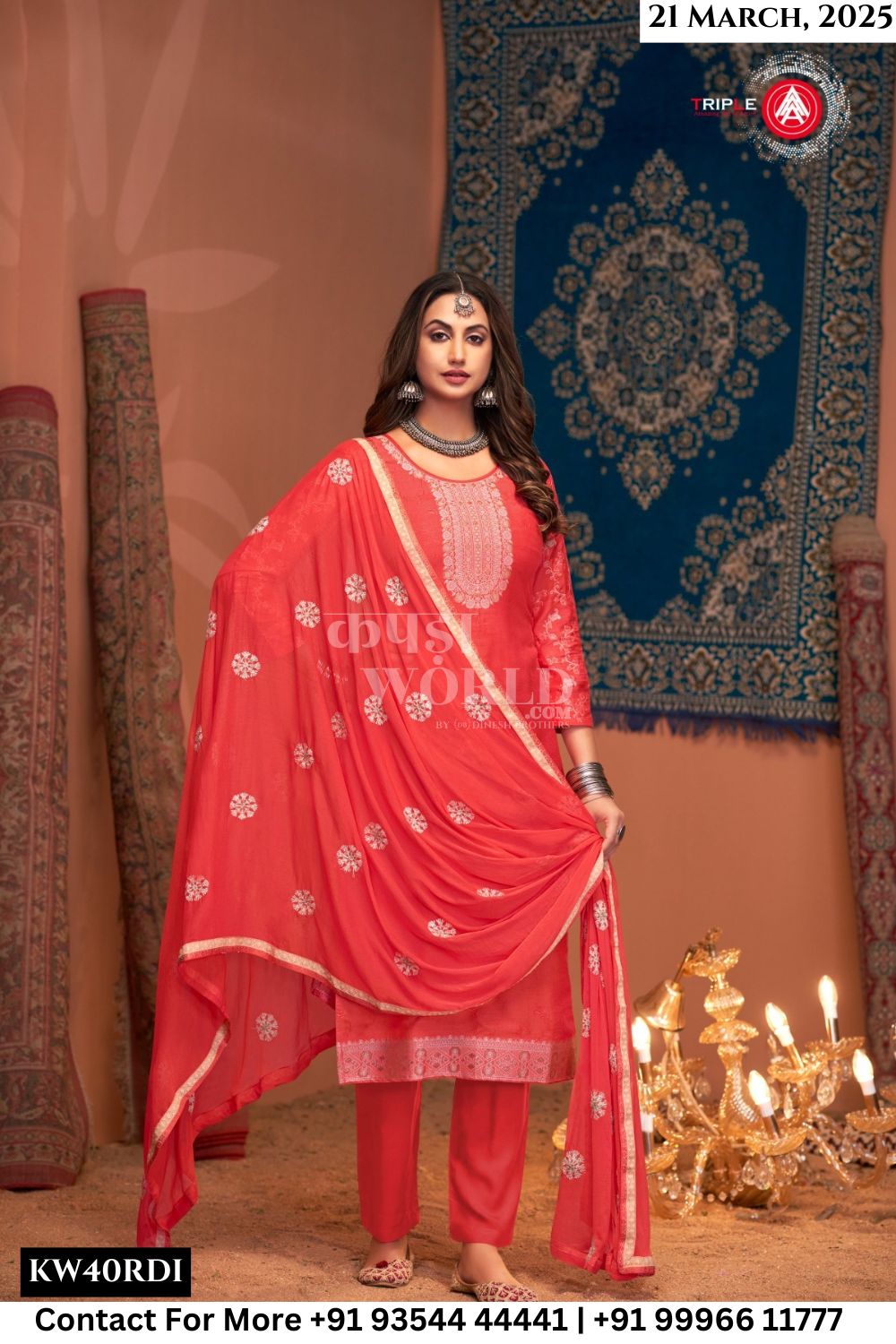 Triple Aaa Catalogue - Tulip Vol 9: Fancy Muslin Jacquard Dress Catalog Supplier