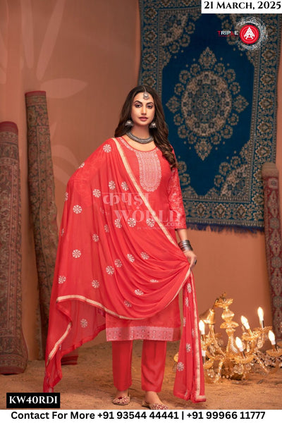 Triple Aaa Catalogue - Tulip Vol 9: Fancy Muslin Jacquard Dress Catalog Supplier