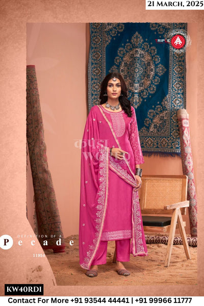 Triple Aaa Catalogue - Tulip Vol 9: Fancy Muslin Jacquard Dress Catalog Supplier